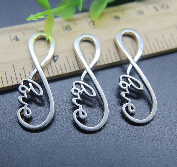 

100pcs love alloy charms bracelet connector pendant retro jewelry making diy keychain ancient silver pendant for bracelet 39*12mm, Bronze;silver