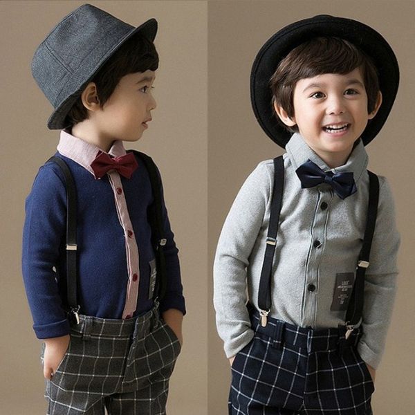 

2018 spring and autumn european fashion long sleeve baby boys gentleman shirt leisure time long sleeve bow tie knitted label, White;black
