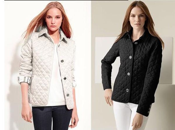 

Wholesale- New Women Jacket Winter Autumn Coat Brand Design fashion cotton Slim Jacket British Style Plaid Quilting Padded Parkas