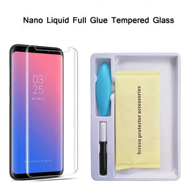 

for samsung galaxy s7 edge/s8/s8+/s9/s9+/note8/note9 screen protector tempered glass liquid dispersion tech with uv light 3d curved case