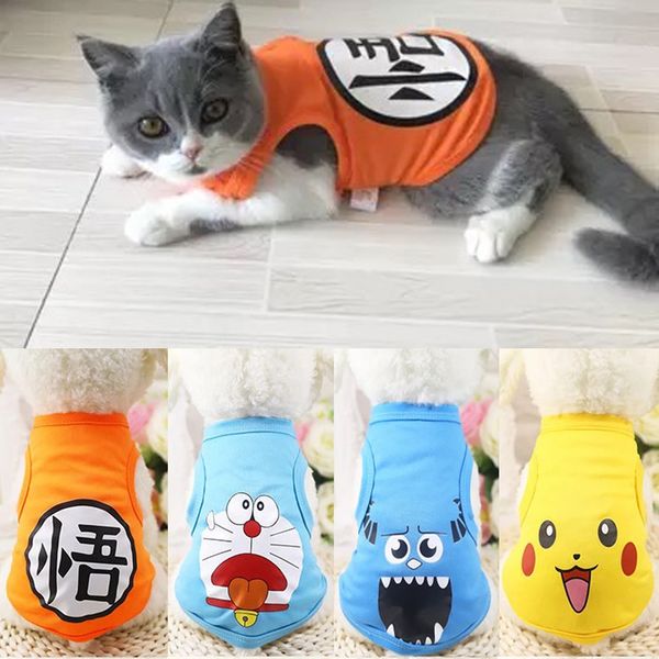 

cute pet cat clothes summer cartoon printed cat t shirt vest cotton soft small cats shirts clothing pet costume xs-xxl