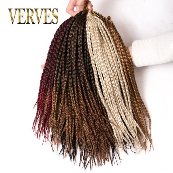 

Box Braids Hair Synthetic 5 piece 14 inch VERVES Crochet Hair Extensions 22 Strands/pack Ombre Braiding Hair Braids