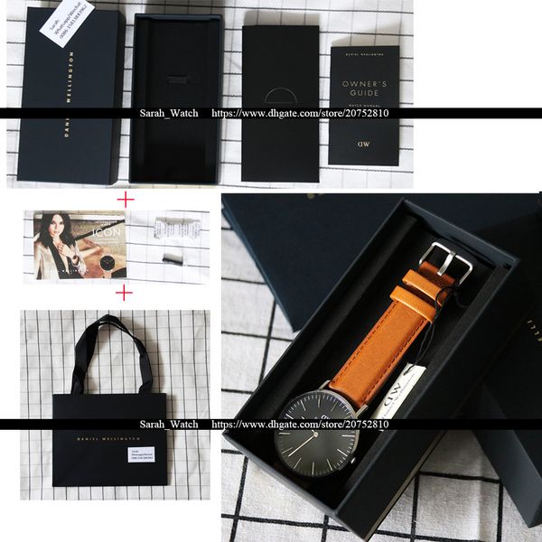 

40mm men watch leather watchband tainle teel ca e japan movement waterproof black box black bag relogio ma culino