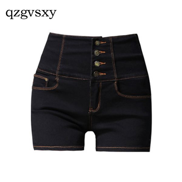 

2018 new fashion slim high waist stretch denim shorts, Blue