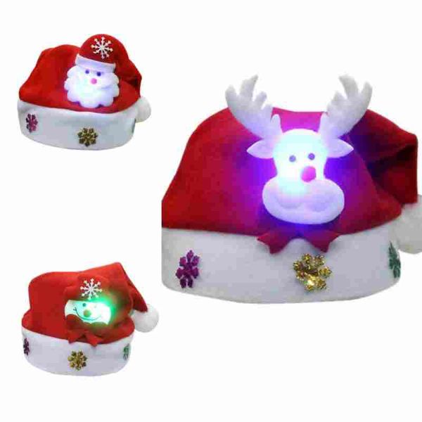 

santa led light up flashing costume party red hat cap kids child christmas xmas party cute cap new year gifts decor
