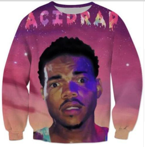

new arrival chance acid rapper funny printed 3d mens womens sweatshirts long sleeve shirt crewneck pullovers outerwears b98, Black