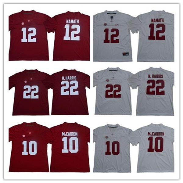 

Alabama Crimson Tide 10 AJ McCarron 12 Joe Namath 22 Najee Harris 2018 Mens NCAA Championship College Football stitched Jerseys
