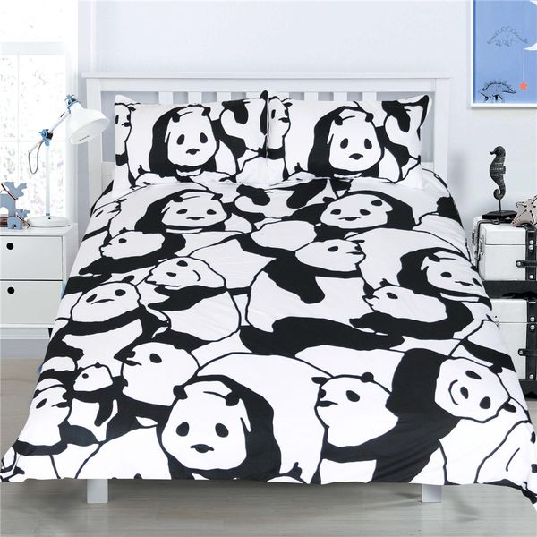 Panda Animal Bedding Set Black White Duvet Cover Set Twin Full