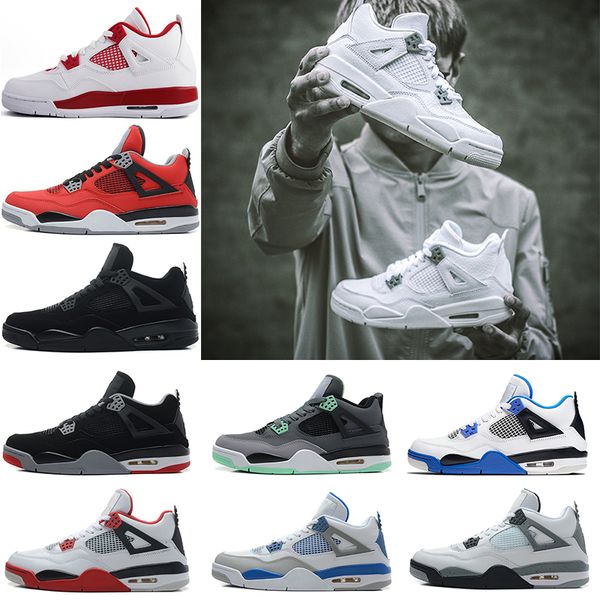 

4s men basketball shoes men white cement pure money premium black military blue thunder bred oreo fire red sport sneaker shoe