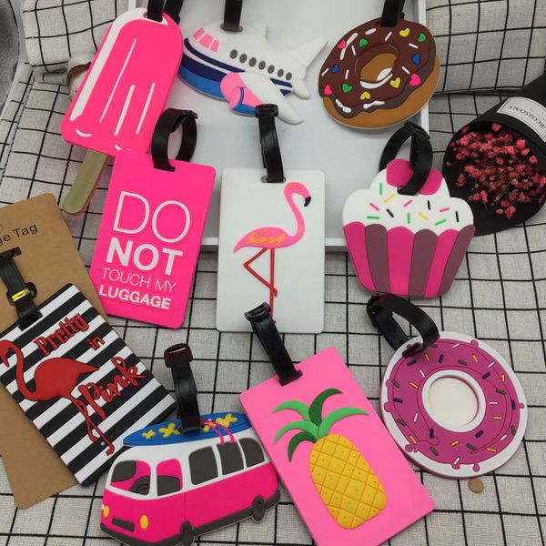 

20styles flamingo unicorn luggage tag pvc cartoon soft silicone name address id suitcase travel boarding label gifts portable label ffa934-1