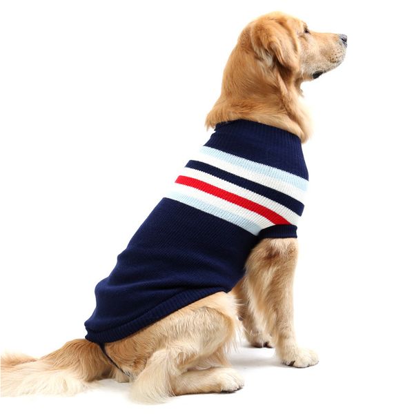 Caldo maglione di lana per cani Striscia invernale Ispessimento Cani Vestiti Cappotto morbido per cani di piccola taglia Gatti Animali Blu Rosso 8 Taglie Drop Shipping