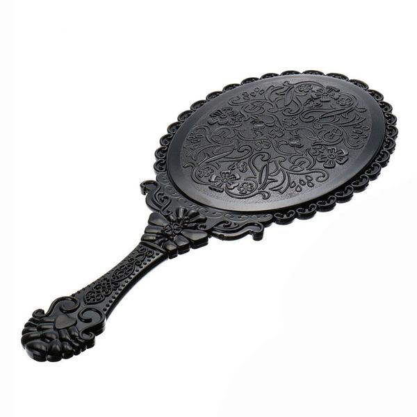 

new black ladies floral repousse vintage mirror oval hand held makeup mirror beauty dresser gift