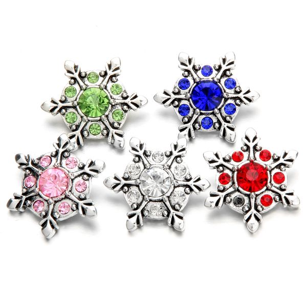 

новый рождественский оснастки ювелирные изделия горный хрусталь цветок снежинки 18 мм металлические кнопки оснастки подходят оснастки брасле