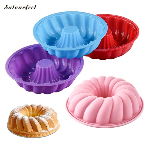 

bpa silicone cake mold spiral 13.5*3.5cm swirl shape silicone butter baking pan diy cake decorating tools