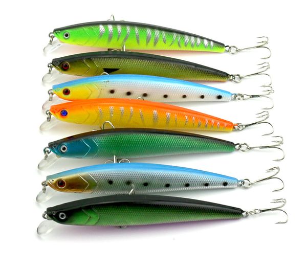 

7pcs hard minnow with treble hook crankbait vibe sinking lure for bass trout walleye redfish 11cm1910g