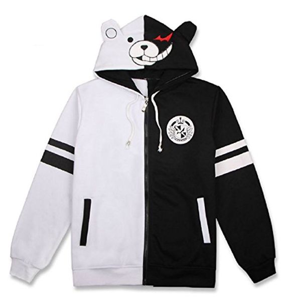 

danganronpa monokuma warm thicken hoodie jacket cosplay costume, Black