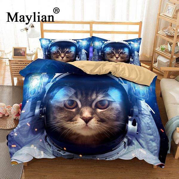 

3d space cat bedding set mandala quilt cover peace design bed set bohemian a mini van bedclothes 3pcs be1115
