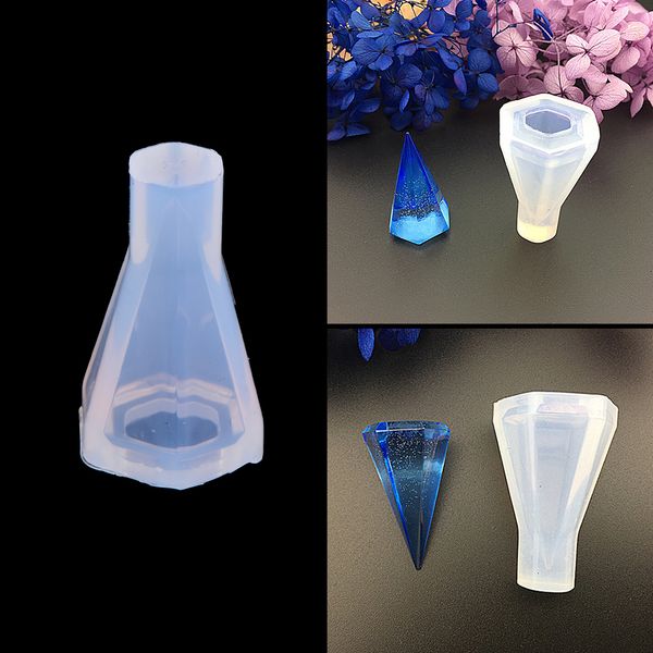 

diy 1 pc jewelry pendant resin casting mould craft silicone diamond cone mold making, White