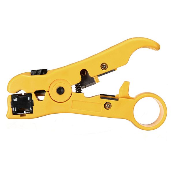 Freeshipping Rotary Koaxialkabel Drahtschneider Zange Abisolierwerkzeug RG59 RG6 RG7 RG11 Stripper Universal Yellow Cut Schere Zange Handwerkzeug