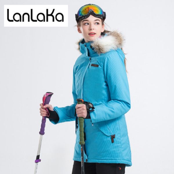 

lanlaka brand ski jacket women winter waterproof jacket new skiing high-quality snowboarding jackets sky blue ski coat female
