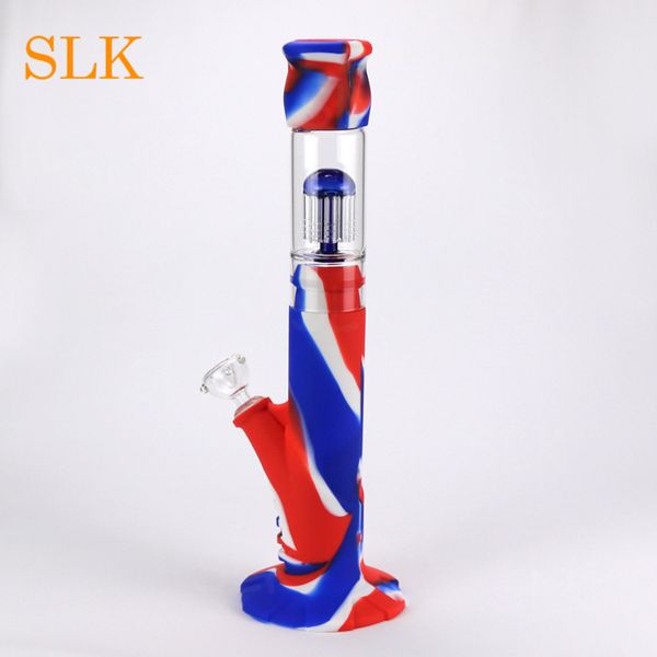 Nouveau narguilé portable 14 pouces percolateur bong en verre conduites d'eau 18,8 mm 14,4 mm taille commune filtre en silicone bongs