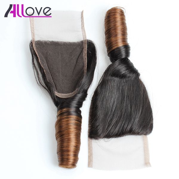 

10a бразильский весна curl t4 # кружева закрытия 4 * 4 весна curl кружева закрытия перуанские девственные волосы малайзийские человеческих в, Black;brown