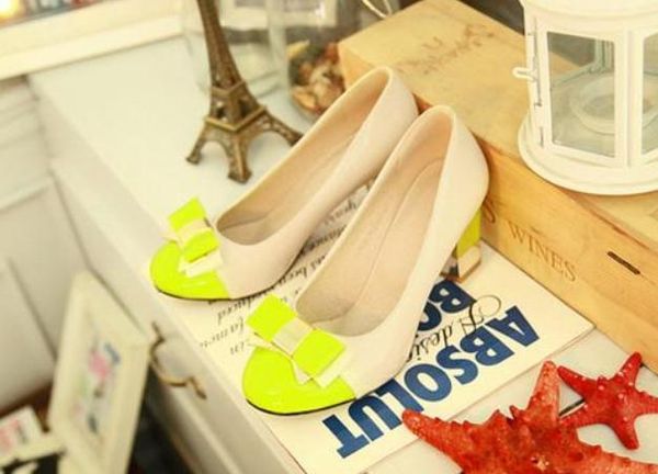 

send spring bowknot coarse heel high heel women shoes korean princess shoes, Black