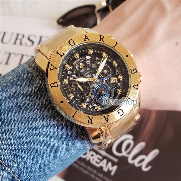 

All pointer work bvl logo 50mm tainle teel trap watch men luxury watche cla ic clock new men 039 watche relogio brand watch