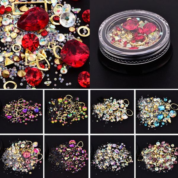

nail art multicolor nail glitter fashion art rhinestones glitter diamonds tips mixed 3d tips diy decoration tool, Silver;gold