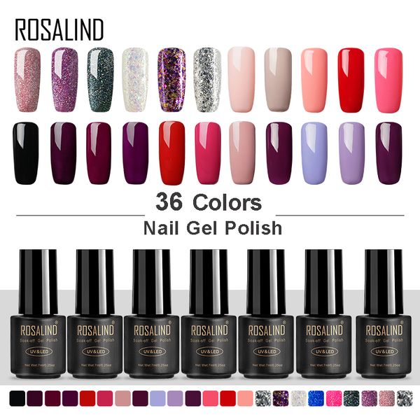 

rosalind nail gel polish 7ml uv colors gel of nails for nail art manicure semi permanent vernis soak-off hybrid lacquer, Red;pink