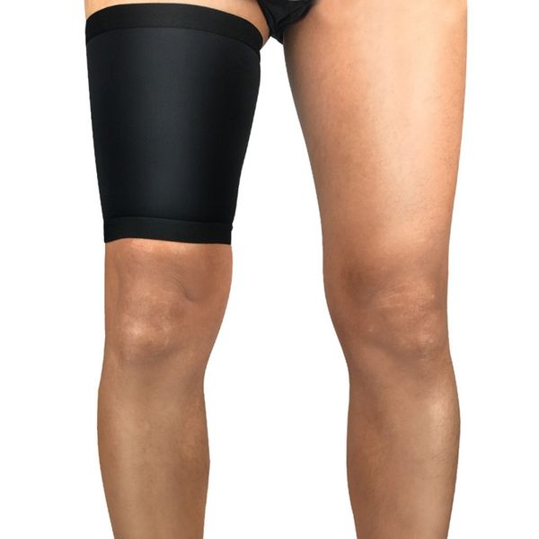 

1pc women men soft breathable anti-sweat anti-slip compression thigh protector upper leg sleeve cover men sport legwarmers, Black