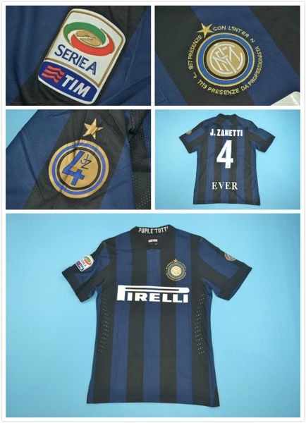 

2013-2014 inter zanetti retired retro jerseys 4#j.zanetti classic jersey, Black;gray