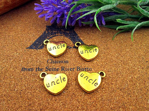 

36pcs 18x15mm uncle charms, gold 2 sided uncle heart charm pendants, Bronze;silver