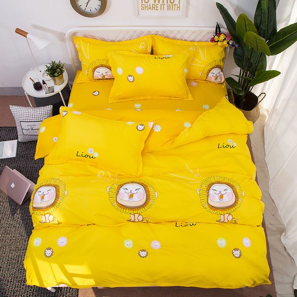 

lion sunflower bedlinen twin full  king size yellow kids adults lovely bedding sets soft quilt cover sheet duvet cover