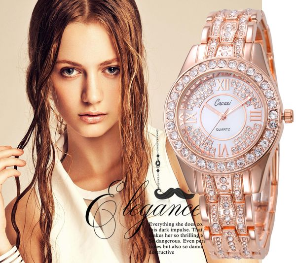 

new fashion luxury women watches trend full of women's diamond-encrusted strap ladies bracelet watch zegarek damski, Slivery;brown