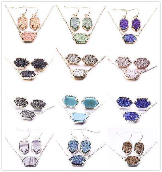 

4styles 15colors druzy drusy кђлон ожеѬеле  оовевђими еѬги гоѬей мод велиѬне  Silver