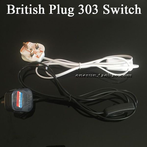 

BS British Plug Adapter European Plug Converters with 303 Button Switch Rocker Switch Connector Switch Control Wire with 3 Plugs 2 Cores