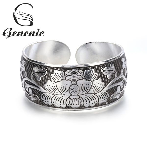 

1pc new arrival tibetan tibet silver totem bangle cuff bracelet flower bracelet,tribal jewelry ancient silver fashion jewelry, Black