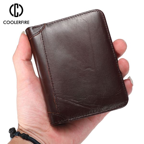 

purse for men genuine leather men's wallets thin male wallet card holder cowskin soft mini purses pj001, Red;black