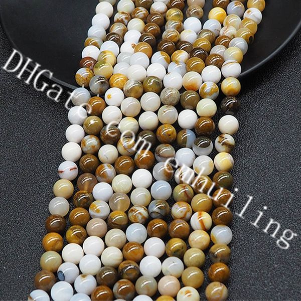 8mm Genuine Natural Multicolor Amarelo Africano Opal Suave Rodada Gemstone Solta Pérolas, 1 Strand, Aproximadamente 48 Grânulos para Fazer Sua Própria Jóia