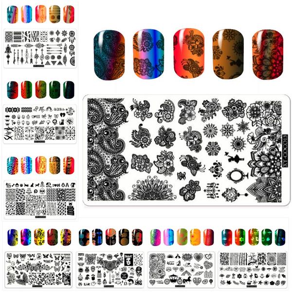 

nail 3d diy manicure plate 14 option choice flower nature geometry series design nail art stamping plate, White
