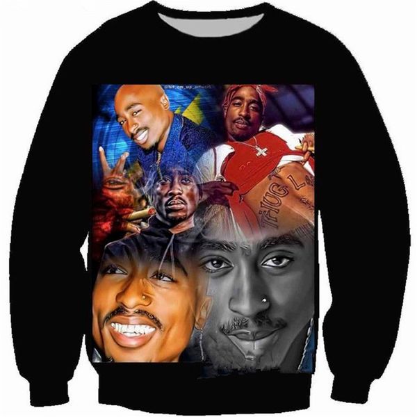 

новейшая мода рэппер 2pac тупак harajuku стиль 3d печати поты модная одежда женщины мужчины толстовка повседневная пуловеры k272, Black