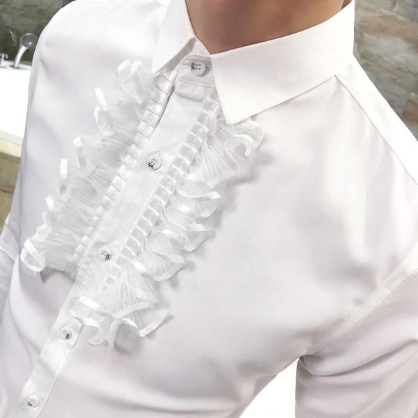

2018 новый барокко slim fit party club рубашка мужчины camisa homem мужской рубашка с длинным рукавом сорочка homme в мужские рубашки tuexdo, White;black
