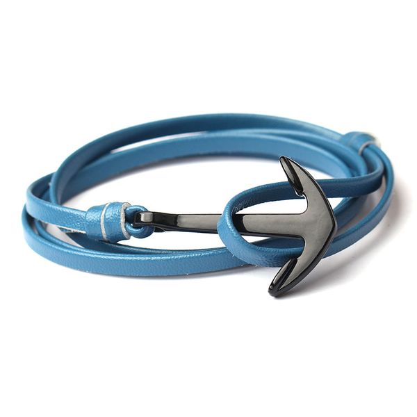 

black anchor leather bracelets women and men multilayered leather wrap bracelets diy leather braided charm bracelet, Golden;silver