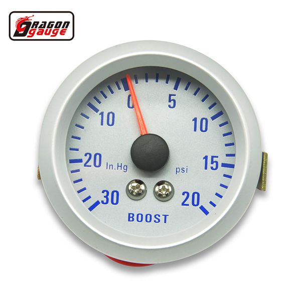 Medidor de dragão 52mm Turbo Boost Gauge 20 ~ 30 PSI pressão 0-30 INHG MEDIDOR de VÁCUO metro Colorido luminoso TURBO Mete