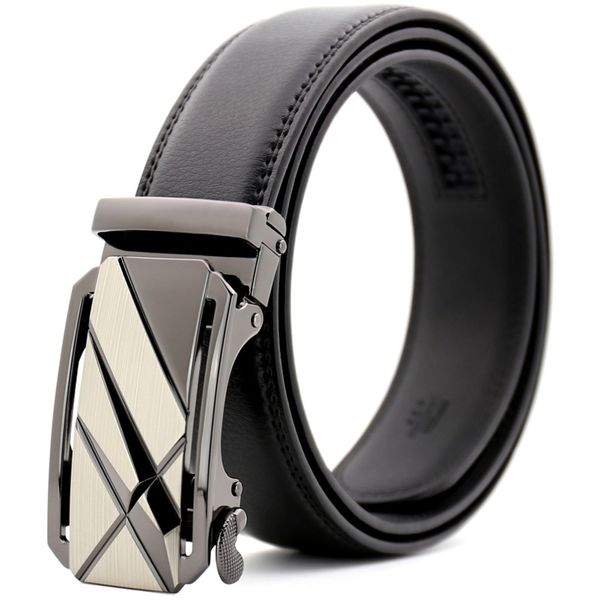 

stereoscopic design luxury cow genuine leather belt men men's belts automatic buckle waistband for male strap, Black;brown