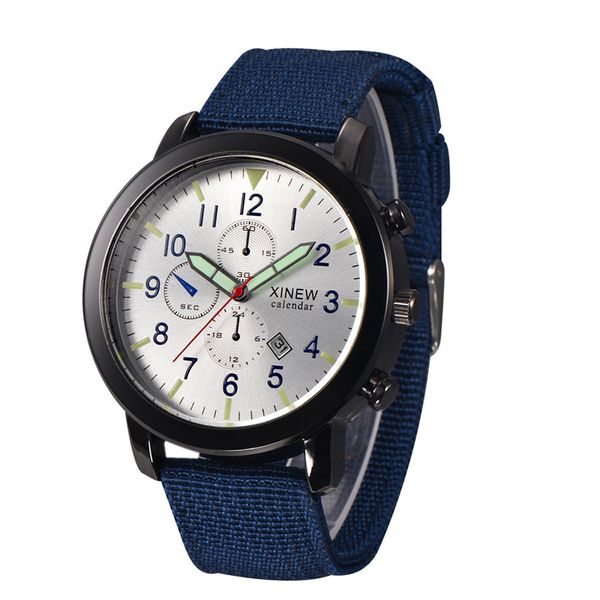 

nylon strap mens luxury watch army military brand watches sport calendar quartz movement wristwatches clock christmas gifts, Slivery;brown