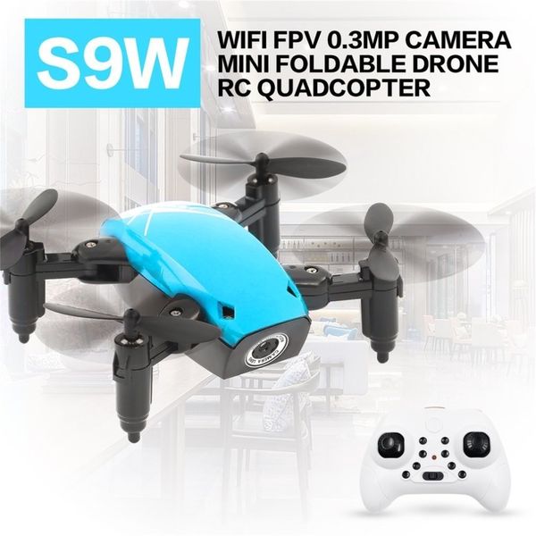 

S9 9w foldable rc mini drone with wifi fpv 0 3mp camera pocket drone micro rc helicopter 360 degree flip