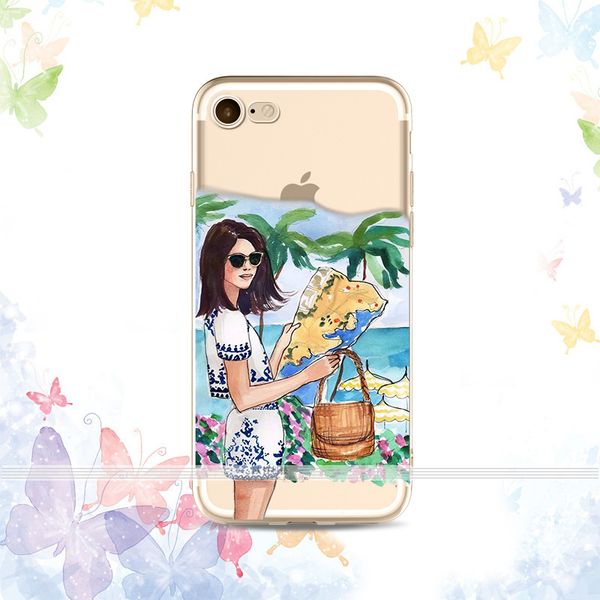 

e346 ladies pattern personalized creative case painting mobile phone protective cover tpu soft case cover wholesales for iphone5 6 7 8