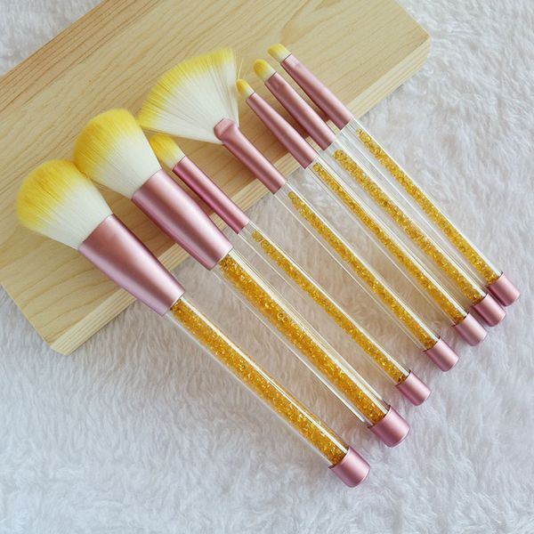 

crystal liquid quicksand / diamond handle makeup brushes set 7pcs brush tools & accessories for eye shadow blush foundation makeup dhl free